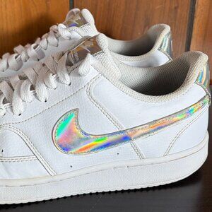 Nike Court Vision Low White Iridescent Silver Womens Sz 9 - GUC